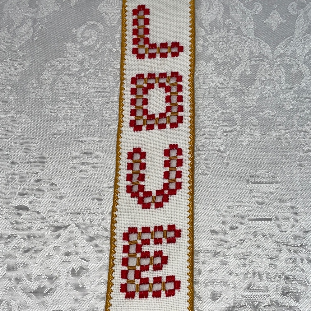 Vintage Embroidered Wall Hanging with Bell - Picture 3 of 6
